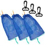 Skylety 3 Pieces Crab Trap Bait Bags Outdoor Sports Style with 3 Pieces Rubber Locker for Fishing Crab Traps Catch