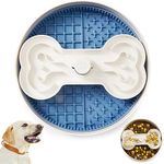 Suhaco 4 in 1 Puzzle Feeder Dog Bowls Slow Feeder Dog Bowls Large Slow Feeding Bowl for Dogs, Dog Puzzle Game Slow Feeder for Dry and Wet Food Dog Food Bowl for Large Dogs, 9.8IN (Blue)