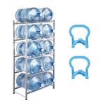 VEVOR 5 Tiers Water Jug Holder, 5 Gallon Water Bottle Holder, Double Row Water Bottle Rack for 10 Bottles, Heavy Duty Water Jug Rack for Kitchen, Office, Living Room, Silver Gray