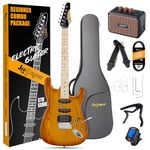 Leo Jaymz 39 Inch Full Size Electric Guitar Kit Electric Guitar Beginner Kits - Portable Amp,Digital Tuner,Gig Bag,Strap,Cable (Vinatage Sunburst)