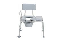 Drive Medical 12005KDC-1 Transfer Bench Commode Chair for Toilet with Padded Seat, Gray