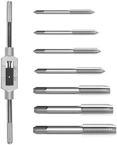 8PCS Metric Tap Set,Tap and Die Set,Hand Screw Thread Taps Set,Mini Metric Plug Tap Screw Tap Drill Tap Drill Set Tapping tool M3 M4 M5 M6 M8 M10 M12 with Adjustable Tap Wrench Tool 1/16-1/2"
