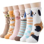 Niofind Fluffy Socks for Women and Girls Warm Cosy Bed Socks, 6 Pairs Thick Soft Winter Fuzzy Christmas Socks for Causal Home Sleeping