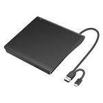 External CD/DVD Drive for Laptop, HYRIPE Ultra Slim USB 3.0 Type-C Lecteur CD Externe DVD Player Portable CD +/-RW Disk Drive CD ROM Burner Compatible with Laptop Desktop PC Windows MacBook Linux