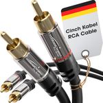 CableDirect – 1m RCA/phono cable, 2 × 2 plugs, stereo audio cable, practically break-proof & flawless sound quality (coaxial cable, subwoofer/amp/HiFi & home cinema/Blu-ray, analogue & digital)