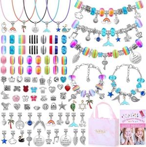 Yakiter DIY Bracelet Making Kit for Girls, 102Pcs Charm Bracelets Kit with Beads, Pendant Charms, Bracelets and Necklace String for Bracelets Craft & Necklace Making, Gift Idea for Teen Girls