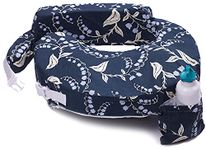 My Brest Friend Original Nursing Pillow for Breastfeeding, Nursing and Posture Support with Pocket and Removable Slipcover, Navy Bluebells