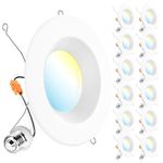 Sunco Lighting 12 Pack 5/6 Inch LED Can Lights Retrofit Recessed Lighting Selectable 2700K/3000K/3500K/4000K/5000K Dimmable, Baffle Trim, 13W=75W, 965 LM, Replacement Conversion Kit, UL Energy Star
