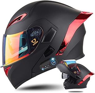 Bluetooth Modular Motorcycle Helmet with Tail DOT/ECE Approved Flip Up Front Helmets Dual Anti-Fog Visors Full Face Helmet Built-in Mp3 Integrated for Adults Men Women 55-64CM (Large, Q)