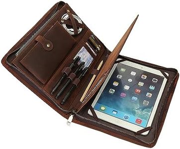 UPRESYE Leather Portfolio Organizer with Zipper for Men Women,Vintage Full Grain Leather Padfolio with Writing Pad 5x8/4x6 and Pen Holder Portfolio Tablet Padfolio Case for iPad 11 Pro