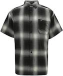 G-Style USA Western Casual Plaid Short Sleeve Button Up Shirt SS30 - Black - 4X-Large