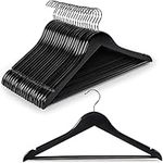 TOPIA HANGER Wooden Hangers 20 Pack, Black Wood Coat Hangers for Closet with Non-Slip Pants Bar, 360° Swivel Hook and Shoulder Notches for Camisole, Suit, Jacket, Pants-CT34B20