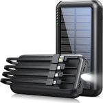 UYAYOHU Power Bank Portable Solar Charger 40000mAh Large Capacity 3 Output Cables and 1 Input and Flashlight 5V 3.1A Fast Charge Compatible with All Smartphones and USB Devices