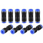 sourcing map Plastic Straight Union Push to Connect Tube Fitting 4mm OD Push Fit Lock Blue 10pcs