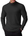 COOFANDY Men's Mock Turtleneck Shirts Long Sleeve Turtle Neck Shirts Basic Thermal Undershirt Slim Fit Pullover Sweater Black