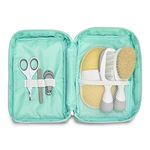 Chicco - Children's Hygiene Travel Set, 6 Pieces, Brush and Comb, Sponge Glove, Scissors with Rounded Tips, Nail Clippers and File