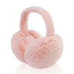 XIAOHAWANG Foldable Ear Muffs Women Winter Fluffy Earmuffs Warm Girls Ear Warmer Soft Outdoor Ear Cover (A-light pink)