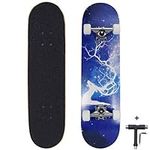 Dreambeauty 31x8 Inch Pro Skateboard Complete,7 Layer Maple Wood Double Kick Concave Skateboards, Tricks Skateboards for Teens, Beginners, Girls, Boys, Kids, Adults (Deer)