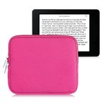 kwmobile Neoprene e-Reader Pouch Size 6,8-7" eReader - Universal eBook Sleeve Case with Zipper - Neon Pink