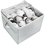 Shoe Storage Organiser with Clear Cover & Adjustable Dividers, Dustproof Space Saver, Foldable Fabric Easily Assemble with Handle, for Shoes, Handbags, Blankets, Linen, Clothing (12 Grid)