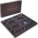 VAMSLOVE 4-Player Mancala Board Game Set - Folding Board - 96+12 Bonus Multi Color Glass Stones ( Games Instructions Included )