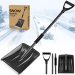 Snow Shovel,Folding Emergency Snow Shovel,Snow Shovel for Car Lightweight Portable Sport Utility Detachable Shovel for Driveway Car Emergency Home Garden Camping Beach, (Black)