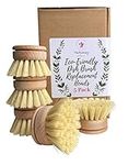 Eco-Friendly Dish Brush Replacement Heads - 5 Pieces Natural Sisal Hemp and Beech Wood Scrubbing Brushes