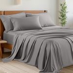 Shilucheng Bamboo 6-Piece California King Size Bed Sheets Set 1800 Thread Count 16 Inch Deep Pockets Cool Eco Friendly Soft and Comforterble (Cal King,Grey)