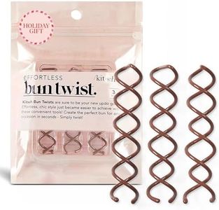 Kitsch Spiral Bobby Pins for Girls and Women - Hair Bun Maker | Rounded Tips, Chip-Resistant Bun Twist Spiral Hair Pins | Secure Hold All-Day | Ideal Gifts for Women - 3Pcs, Brown