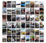 Pack of 54 Cars 01 Wall Collage Kit Posters - 4 x 6 Inches Wall Decor Poster - Wall Art For Bedroom, Living room, Office - 1 Tissue Tape