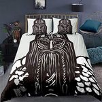 Loussiesd Viking Bed Cover,White Black Charcoal Retro Vintage Exotic Style Scandinavian Culture,Decorative 3 Pieces Bedding Set Super King Size(1 Duvet Cover Set & 2 Pillow Shams),Zipper