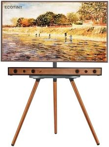 ECOTINY Tripod Easel TV Stand for 40 to 65 Inch LCD LED OLED Screen, Height Adjustable and Swievel TV Stand, Portable Corner TV Floor Stand with Wooden Tray, VESA 400x400mm, Minimalist Black Walnut