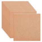 BENECREAT 10 PCS Cork Board, 30x30cm Square Cork Coasters, 2mm Thick Sand Brown Cork Sheet, Insulated Cork Sheet for Bulletin Boards, Wall Decorations, DIY Crafts