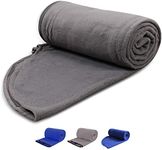 REDCAMP Fleece Sleeping Bag Liner with Hood, Great for Adult Warm or Cold Weather, 87" Long Full Sized Zipper Camping Blanket for Outdoor, Grey