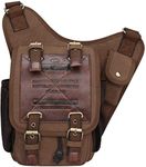 S-ZONE Unisex Mens Shoulder Messenger Bags Vintage Canvas PU Leather Military Utility Multi-functional Satchel Crossbody Bag