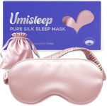 Umisleep 100% Pure Mulberry Silk Sleep Mask, 22 Momme 6A Soft & Smooth Fibers, Breathable Eye Mask for Women Men, Better Light Blocking Sleeping Mask with Travel Pouch, Elastic Strap Blindfold, Pink