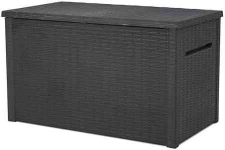 Keter XXL Java 230 Gallon Resin Rattan Look Large Outdoor Storage Deck Box for Patio Furniture Cushions, Pool Toys, and Garden Tools