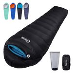 QEZER Down Sleeping Bag 4 Season, Lightweight Winter Sleeping Bag 0 Degree to -12 Degree C for Adults and Kid Camping, Hiking and Backpacking Outdoor Filled 600+FP Down (Black)