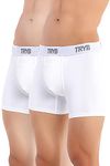 TRYB Men's Nylon Blend Trunks (Pack of 2) (TRYB-Trunk-2-White-L_White::White_L)