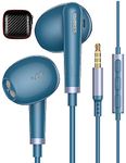 3.5mm Headphones with Clear Call Microphone Volume Control Aux Earbuds HiFi Stereo Wired Earphone for iPhone 6 6s Android Samsung A12 A13 A52 A23 A32 A03s MP3 MP4 iPod Shuffle PC Laptop Computer Blue