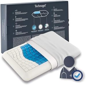 Technogel Medium Sized Essential Gel Pillow I Neck & Shoulder Pain Relief I Standard Relax Shape I Odorless Memory Foam Base I Cool Sleeping I Back & Side Sleepers I Washable Ventilated Cover
