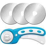 UKrafts Rotary Cutter for Fabric with 3 Extra 45mm Highly Sharp SKS-7 Blade, Safety Lock - Cutting Wheel for Fabric, Sewing, Paper, Arts & Crafts - Perfect for Left & Right Hand Users