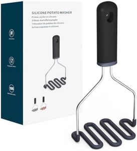 KITCHENDAO Non-Scratch Potato Masher, Heavy Duty 18/8 Stainless Steel Wrapped In Premium Silicone, Soft Touch Handle, Versatile Masher Hand Tool & Potato Smasher, Gift for Christmas-Black