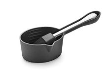 Outset Q173 Cast Iron Sauce Pot with Nesting Silicone Basting Brush