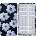 (White Flower) - Fclub Watercolour Tins Palette Paint Case with 40Pcs Half Pans Carrying Magnetic Stripe on The Bottom