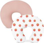 Wimist Nursing Pillow Covers 2 Pack, Muslin Nursing Cover for Breastfeeding Pillows, Comfortable for Baby Girls and Boys (Strawberry & Pale Pink)