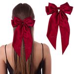 Linenblue Long Tail Large Hair Bow Clip For Women's & Girls (Maroon) (Pack Of 1), Maroon