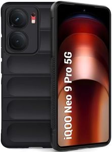 TheGiftKart Liquid Silicon Back Cover Case for iQOO Neo 9 Pro 5G | ShockProof Military Grade Protection | Micro-Fibre Cloth On Inner Side | Built-In Anti-Slip Grip iQOO Neo9 Pro Back Case (TPU, Black)