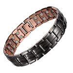 Mens Copper Bracelets 8.5" Link Adjustable SizePure Copper with Double Raw 3000Gauss Magnets Pain Relief for Arthritis and Carpal Tunnel Migraines Tennis Elbow