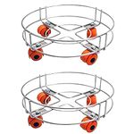 Q13® Stainless Steel Cylinder Trolley with Wheels | Gas Trolly - Lpg Cylinder Stand, Kitchen Gas Trolly (Pack Off 2)